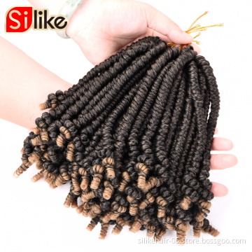 Silike Short Passion Twist Braids 6-8inch Synthetic Crochet Braids Black Brown Ombre Braiding Fluffy Spring Twist Hair Extension